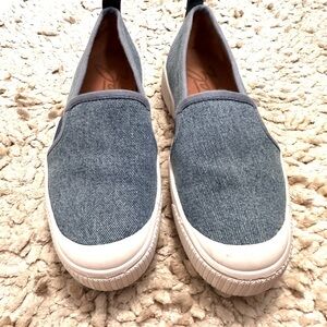 Zodiac Ciara Women’s Upper Leather Canvas Sneakers Slip-On Blue Shoes Size 8